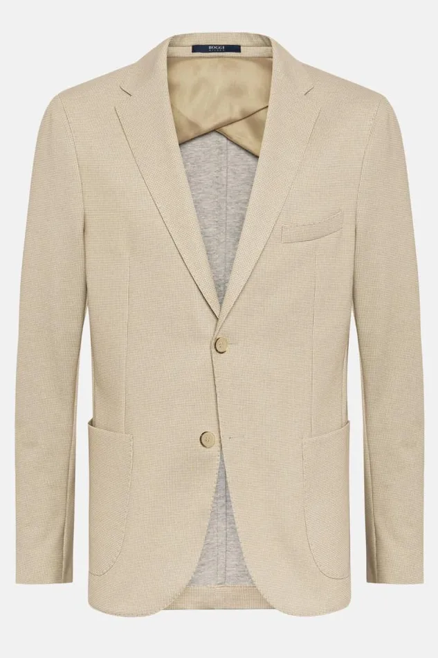 Blazers Men Boggi Milano Jersey Printed Fancy Blazer Beige