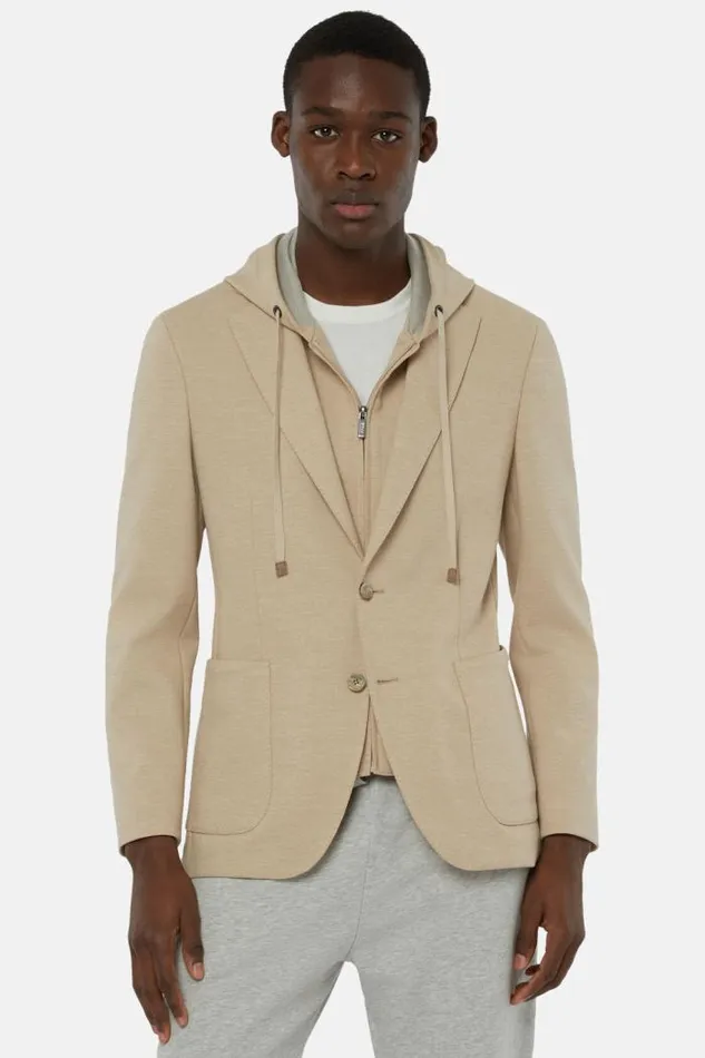 Blazers Men Boggi Milano Madison Beige Cotton Blend Sweatshirt Jacket Beige Blazers Men Boggi Milano Madison Beige Cotton Blend Sweatshirt Jacket Beige