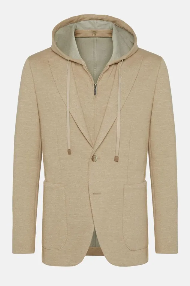 Blazers Men Boggi Milano Madison Beige Cotton Blend Sweatshirt Jacket Beige Blazers Men Boggi Milano Madison Beige Cotton Blend Sweatshirt Jacket Beige