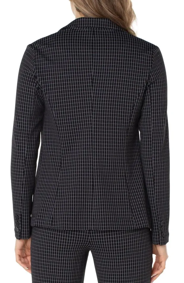 BLAZERS Women Liverpool Los Angeles FITTED BLAZER Black White Grid Plaid