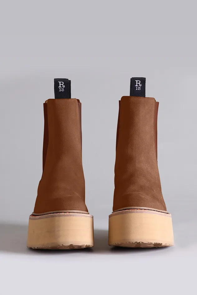 Boots Women Double Stack Chelsea Boot 8211 Brown Suede R13 Boots Women Double Stack Chelsea Boot 8211 Brown Suede R13