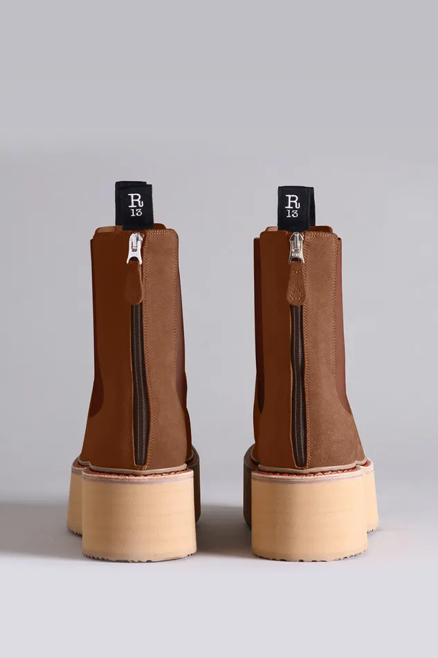 Boots Women Double Stack Chelsea Boot 8211 Brown Suede R13 Boots Women Double Stack Chelsea Boot 8211 Brown Suede R13