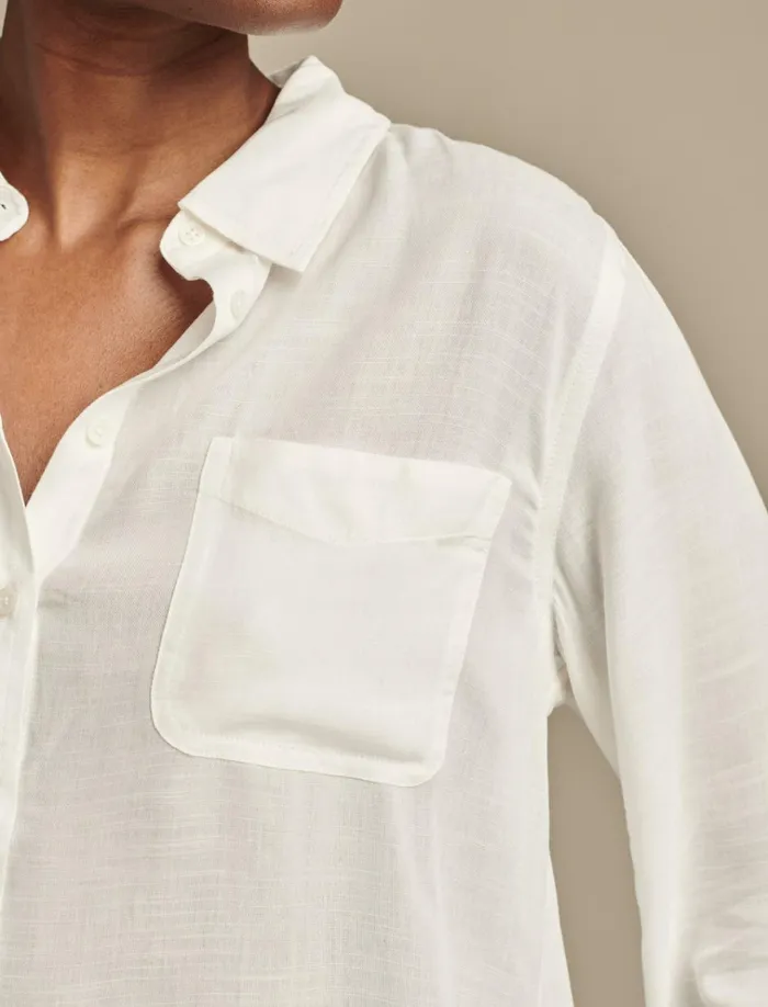 Boyfriend Button Down Bright White Women Lucky Brand Blouses