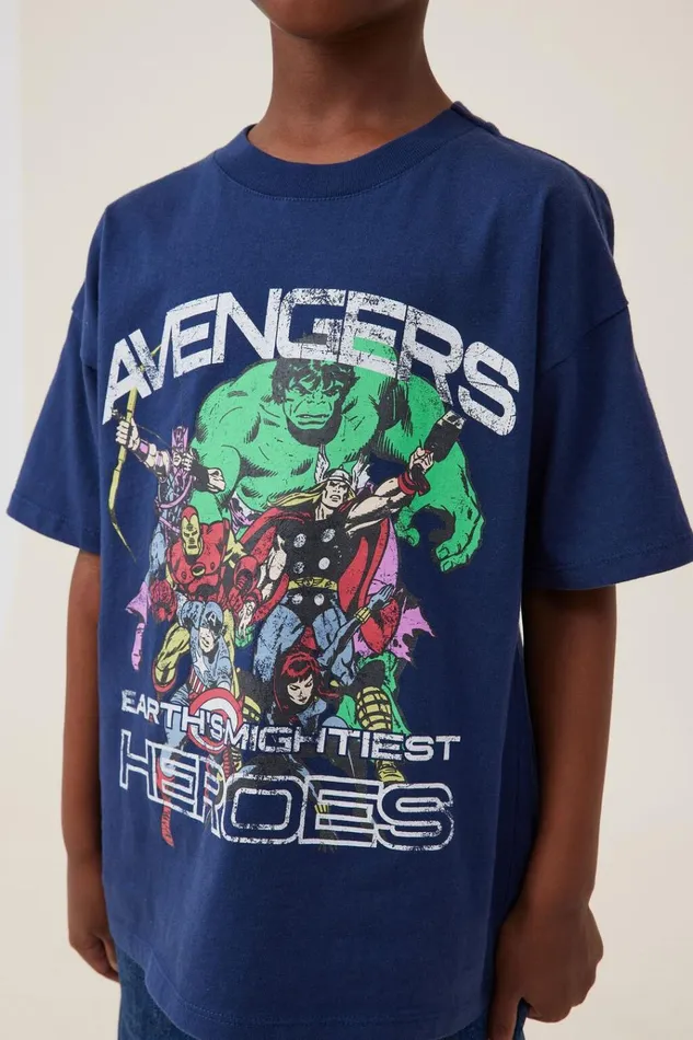 Boys Tops and TShirts Cotton On License Drop Shoulder Short Sleeve Tee Lcn Mar In The Navythe Avengers Heroes Boys Tops and TShirts Cotton On License Drop Shoulder Short Sleeve Tee Lcn Mar In The Navythe Avengers Heroes