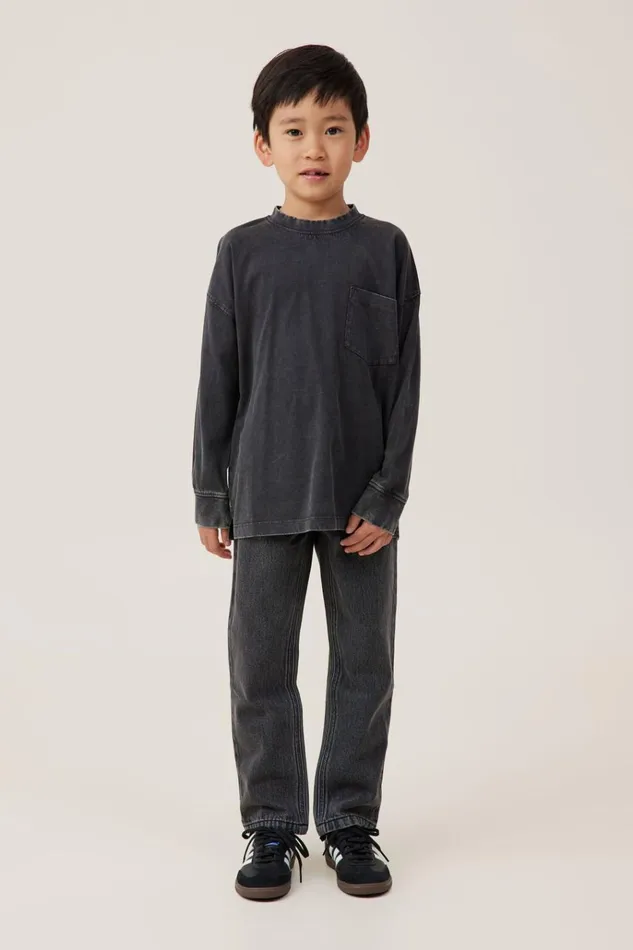 Boys Tops and TShirts Cotton On The Essential Long Sleeve Tee Phantom Wash Boys Tops and TShirts Cotton On The Essential Long Sleeve Tee Phantom Wash