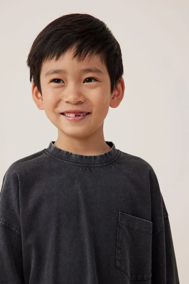 Boys Tops and TShirts Cotton On The Essential Long Sleeve Tee Phantom Wash Boys Tops and TShirts Cotton On The Essential Long Sleeve Tee Phantom Wash