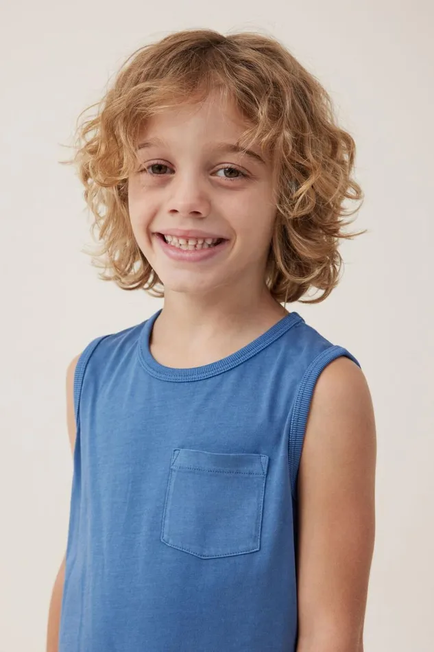 Boys Tops and TShirts Cotton On The Essential Tank Petty Blue Wash Boys Tops and TShirts Cotton On The Essential Tank Petty Blue Wash