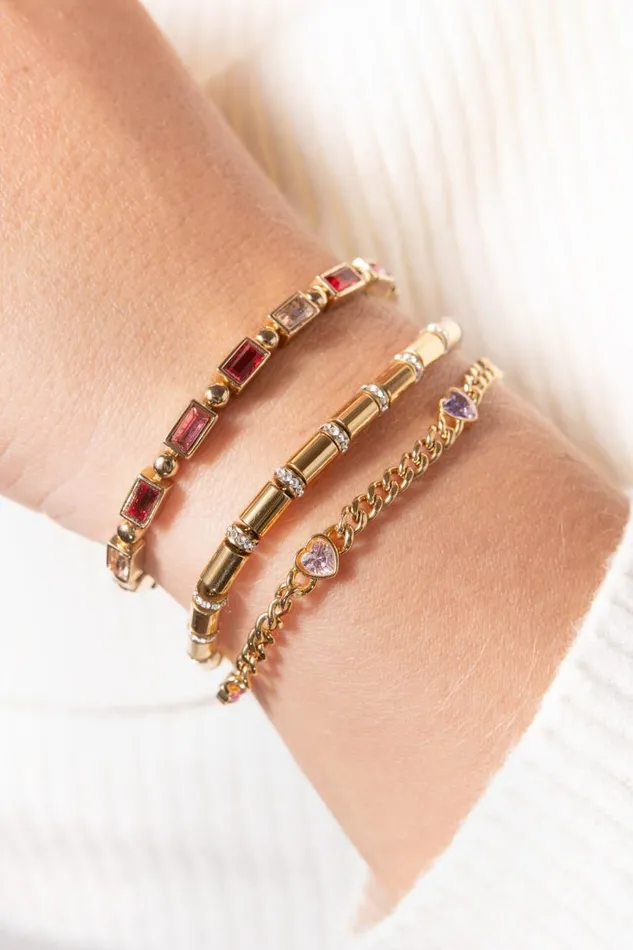Bracelets Women Alex And Ani Tube Bead And Crystal Chain Bracelet Stainless Steel Gold