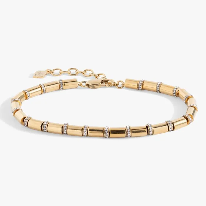 Bracelets Women Alex And Ani Tube Bead And Crystal Chain Bracelet Stainless Steel Gold