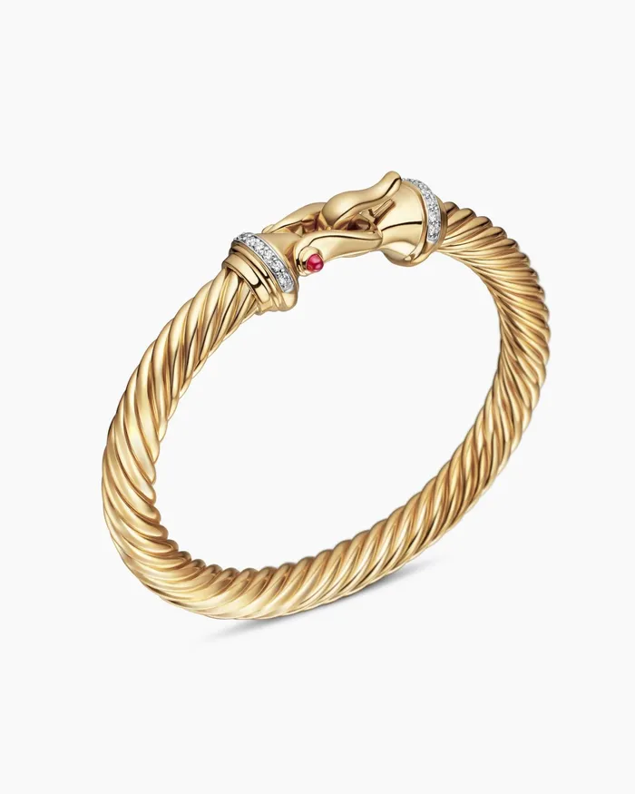 Buckle Cablespira Bracelet In 18K Yellow Gold With Diamonds 7mm Women David Yurman Bangle