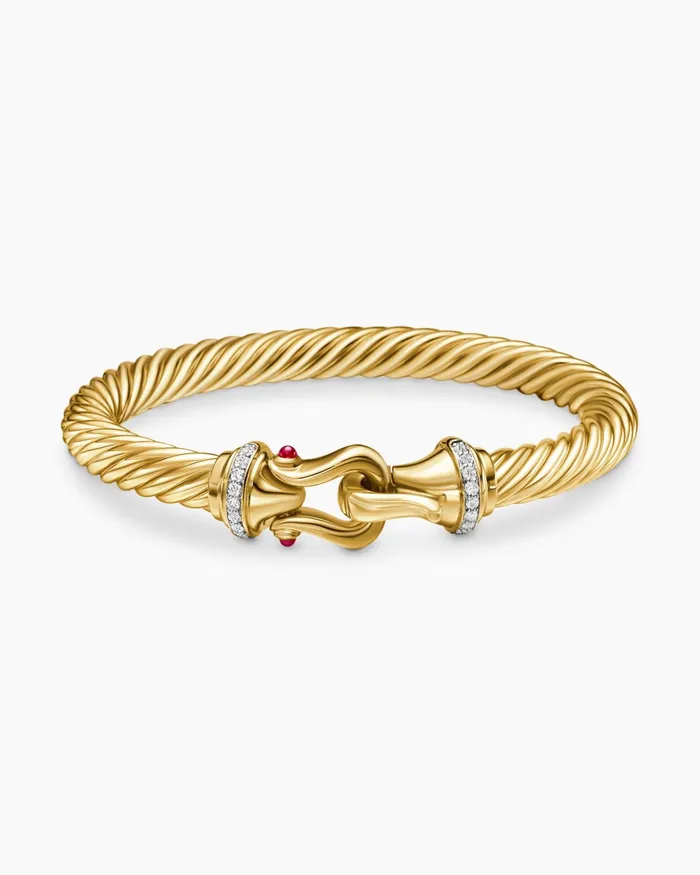 Buckle Cablespira Bracelet In 18K Yellow Gold With Diamonds 7mm Women David Yurman Bangle