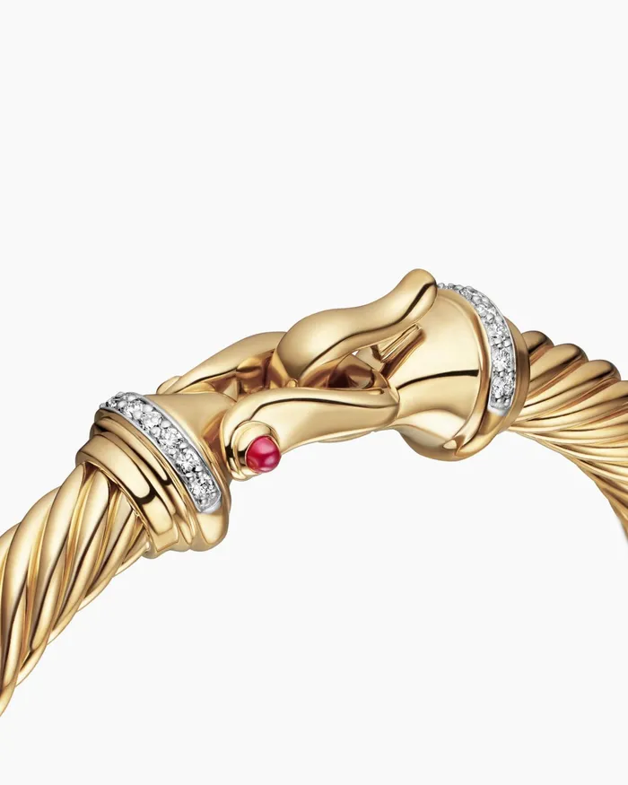 Buckle Cablespira Bracelet In 18K Yellow Gold With Diamonds 7mm Women David Yurman Bangle