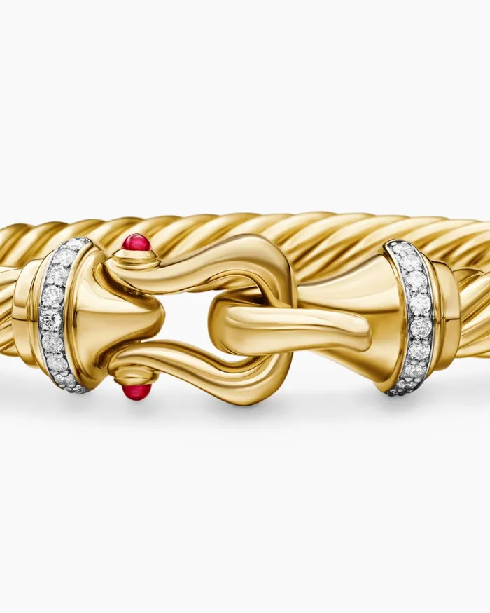 Buckle Cablespira Bracelet In 18K Yellow Gold With Diamonds 7mm Women David Yurman Bangle