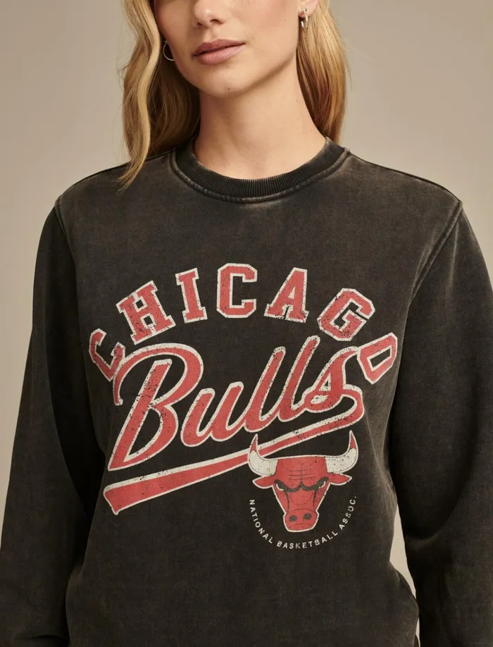 Bulls Crew Neck Sweatshirt 001 Black Women Lucky Brand Activewear