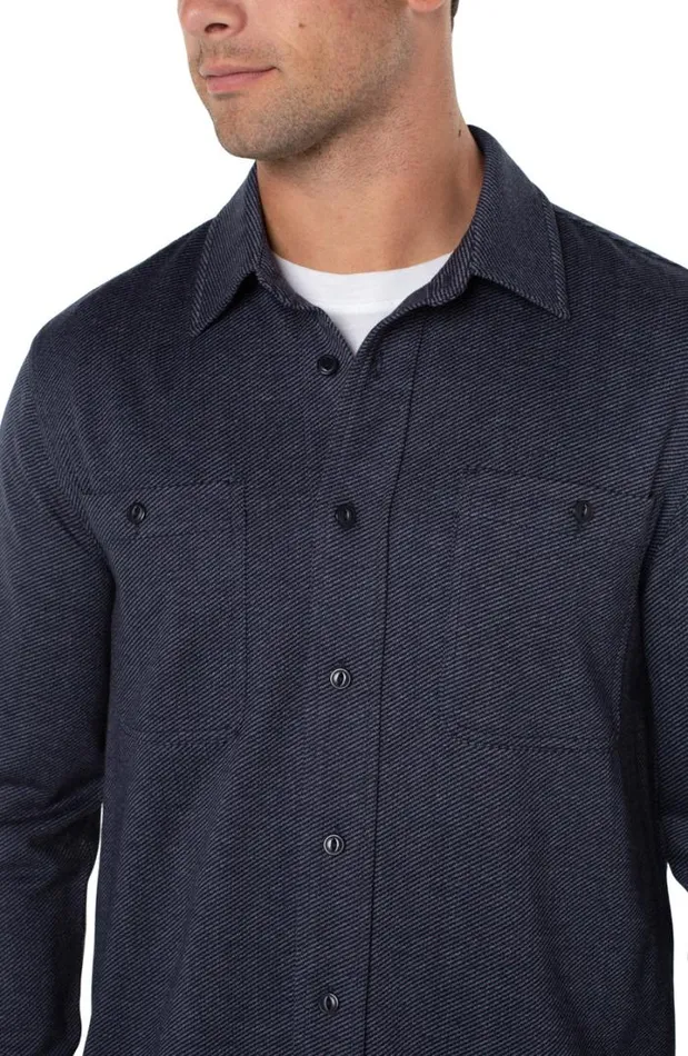 BUTTON DOWNS Men Liverpool Los Angeles KNIT BUTTON UP LONG SLEEVE SHIRT Navy Grey Multi