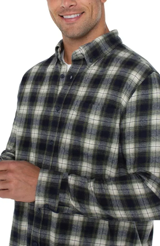 BUTTON DOWNS Men Liverpool Los Angeles WOVEN BUTTON UP SHIRT Navy Green Multi