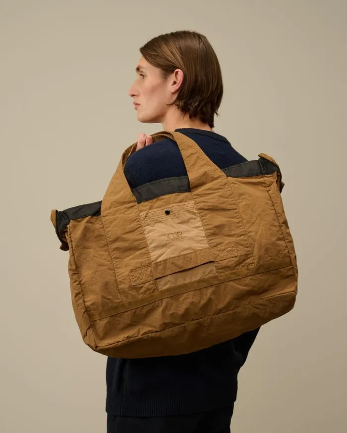 CP Company Backpacks and Waistbag Plain Paper Touch Duffel Bag Toffee Beige 8211 Man