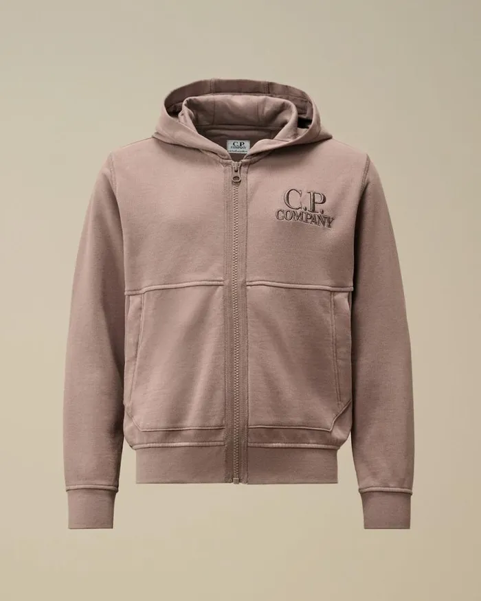 CP Company Clothing 1014 U16 Diagonal Fleece Zipped Hooded Sweatshirt Purple Dove 8211 Kids
