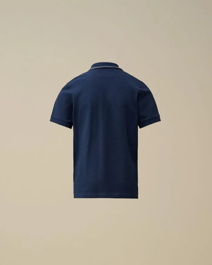 CP Company Clothing 48 U16 Stretch Piquet Striped Collar Polo Estate Blue 8211 Kids