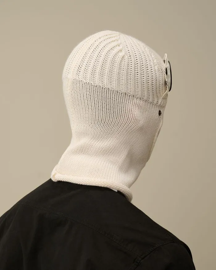 CP Company Hats Extra Fine Merino Wool Goggle Balaclava Gauze White 8211 Man