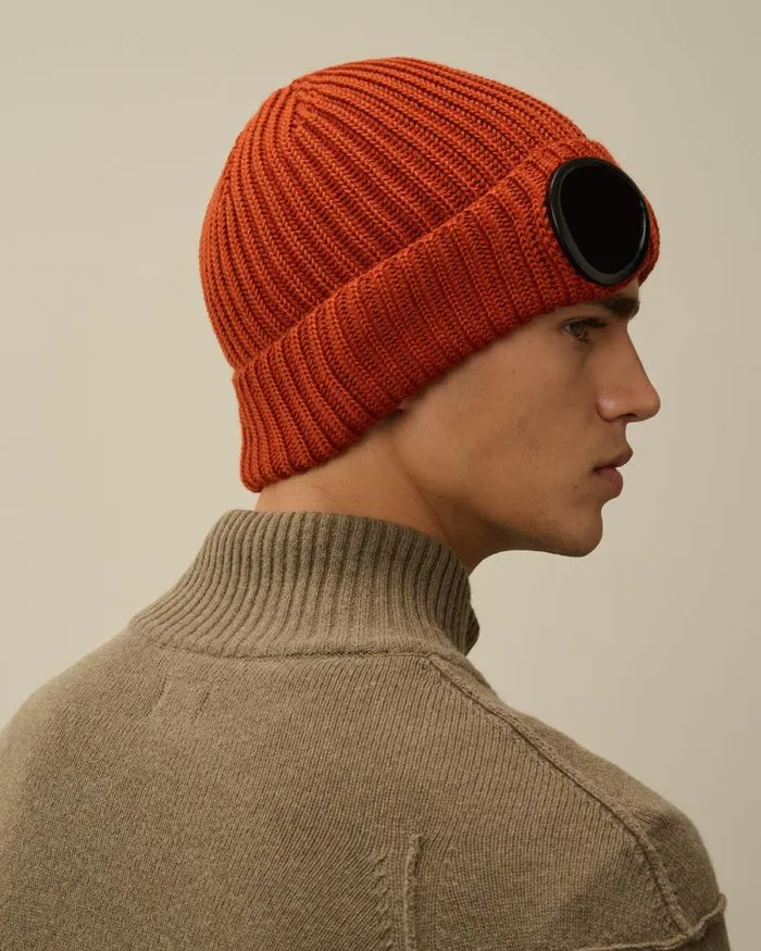 CP Company Hats Extra Fine Merino Wool Goggle Beanie Bombay Brown 8211 Man