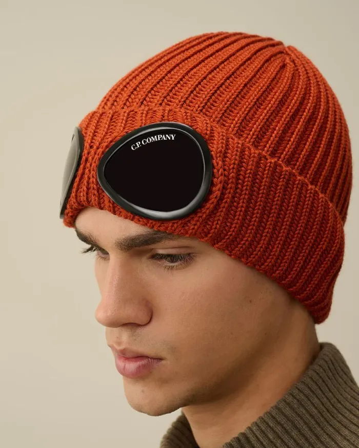 CP Company Hats Extra Fine Merino Wool Goggle Beanie Bombay Brown 8211 Man