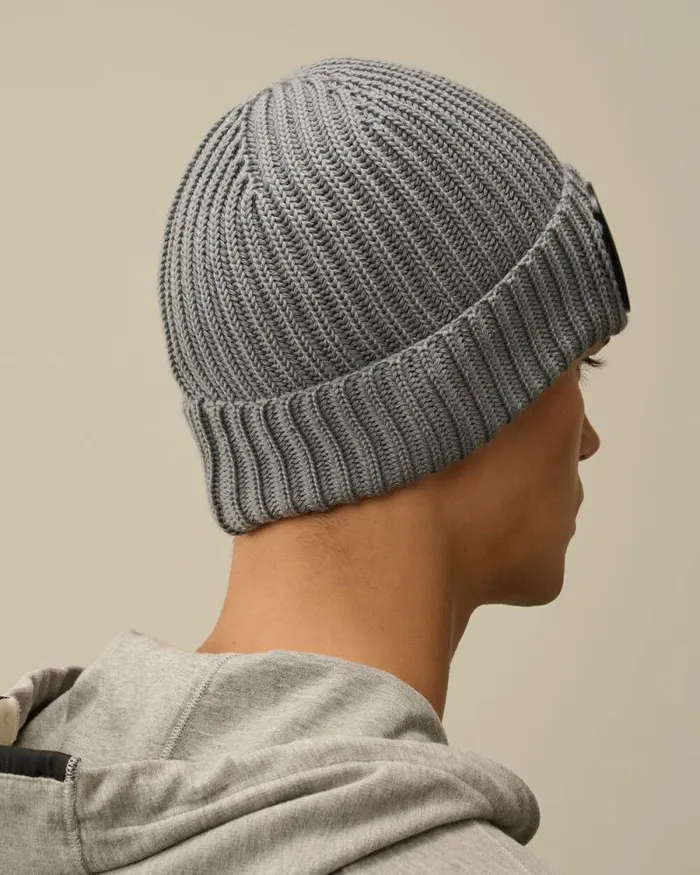 CP Company Hats Extra Fine Merino Wool Goggle Beanie Griffin Grey 8211 Man