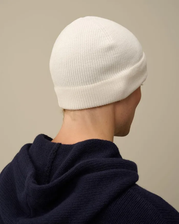 CP Company Hats Extrafine Merino Wool Lens Beanie Gauze White 8211 Man