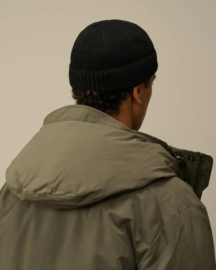 CP Company Hats ReWool Fisherman Beanie Black 8211 Man