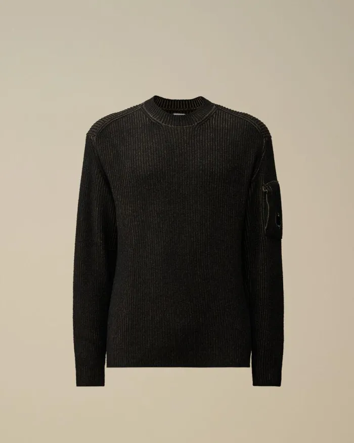 CP Company Jumpers Fleece Knit Crewneck Vanis Knit Walnut Beige 8211 Man