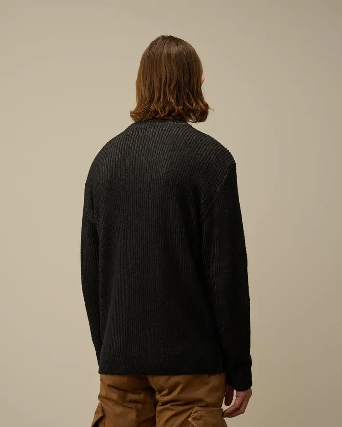 CP Company Jumpers Fleece Knit Crewneck Vanis Knit Walnut Beige 8211 Man