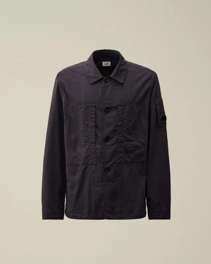 CP Company Overshirt Diagonal Flatt Nylon Buttoned Overshirt Nightshade Purple 8211 Man CP Company Overshirt Diagonal Flatt Nylon Buttoned Overshirt Nightshade Purple 8211 Man