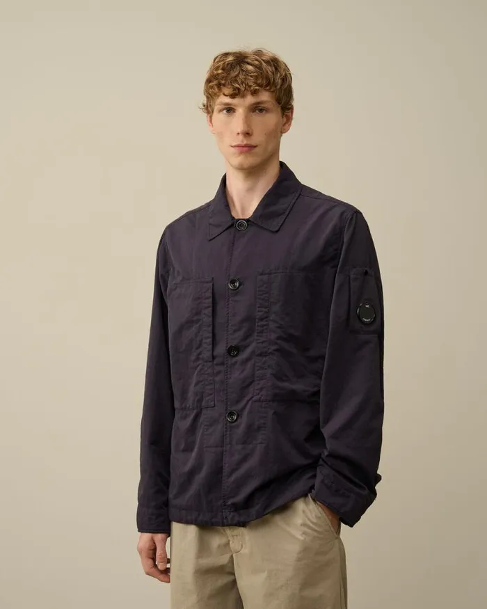 CP Company Overshirt Diagonal Flatt Nylon Buttoned Overshirt Nightshade Purple 8211 Man