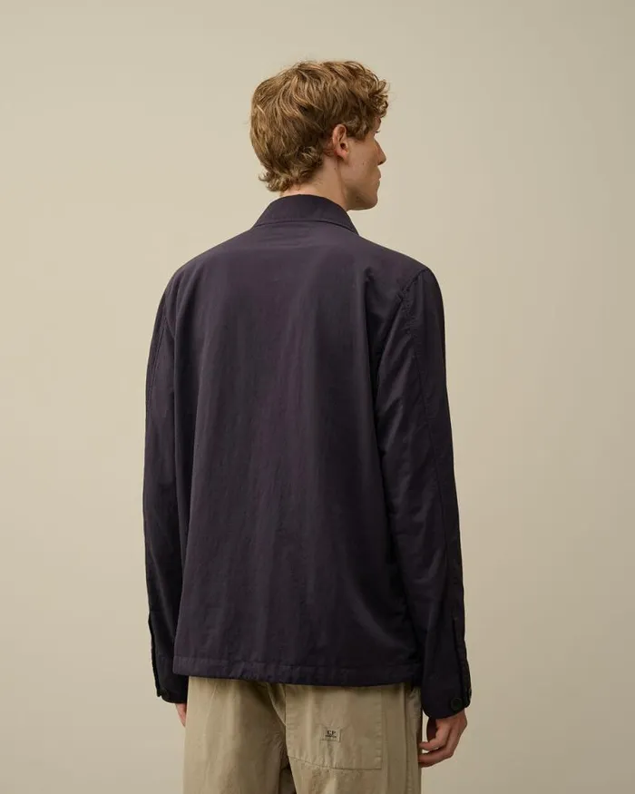 CP Company Overshirt Diagonal Flatt Nylon Buttoned Overshirt Nightshade Purple 8211 Man