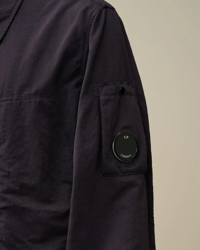 CP Company Overshirt Diagonal Flatt Nylon Buttoned Overshirt Nightshade Purple 8211 Man