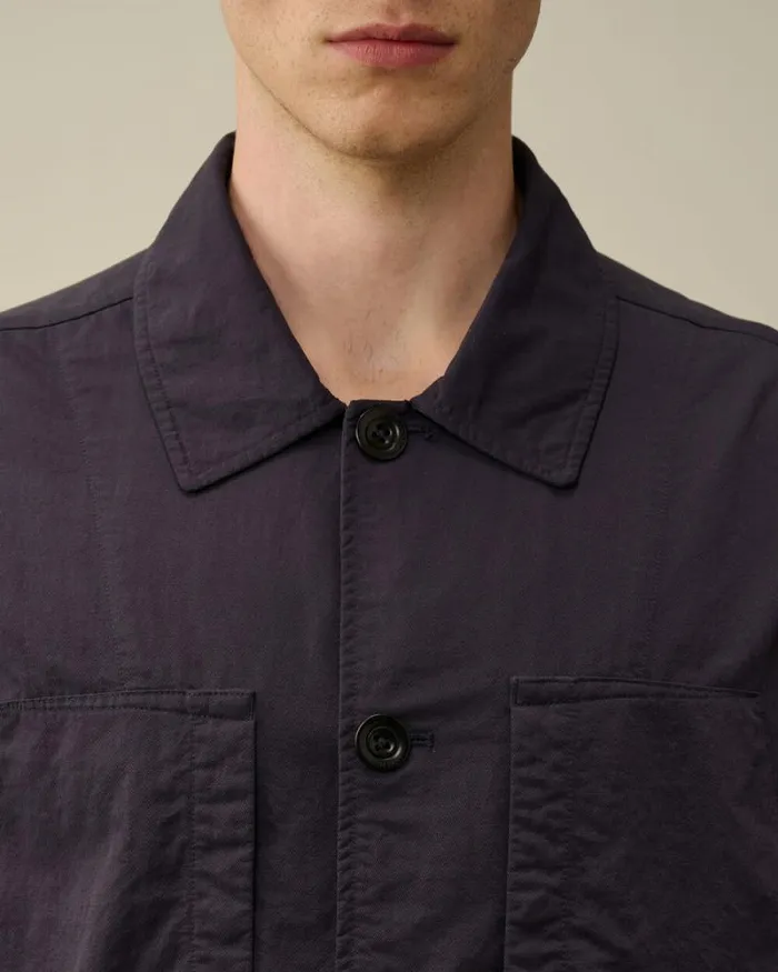 CP Company Overshirt Diagonal Flatt Nylon Buttoned Overshirt Nightshade Purple 8211 Man