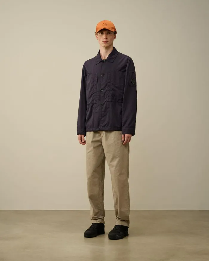 CP Company Overshirt Diagonal Flatt Nylon Buttoned Overshirt Nightshade Purple 8211 Man