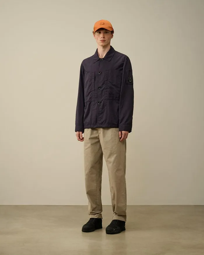 CP Company Overshirt Diagonal Flatt Nylon Buttoned Overshirt Nightshade Purple 8211 Man