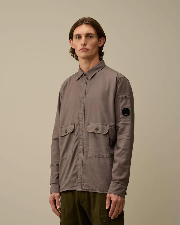 CP Company Overshirt Flannel Lined Overshirt Boulevard Violet 8211 Man