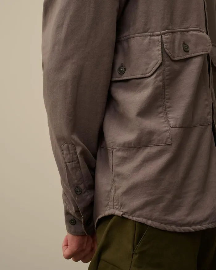 CP Company Overshirt Flannel Lined Overshirt Boulevard Violet 8211 Man