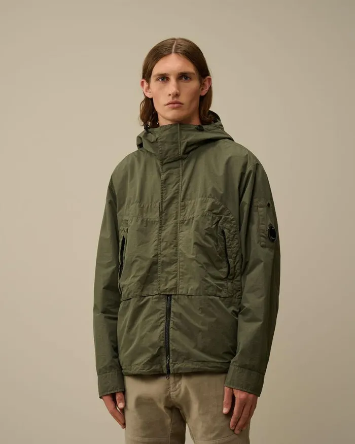 CP Company Overshirt Flatt Nylon Hooded Overshirt Grape Leaf Green 8211 Man