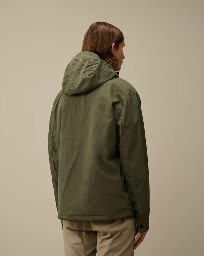 CP Company Overshirt Flatt Nylon Hooded Overshirt Grape Leaf Green 8211 Man