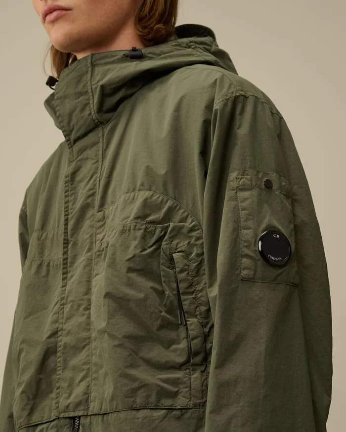 CP Company Overshirt Flatt Nylon Hooded Overshirt Grape Leaf Green 8211 Man