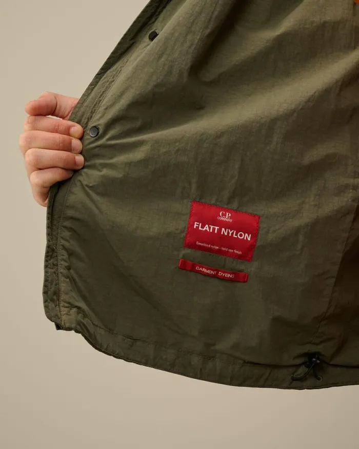 CP Company Overshirt Flatt Nylon Hooded Overshirt Grape Leaf Green 8211 Man
