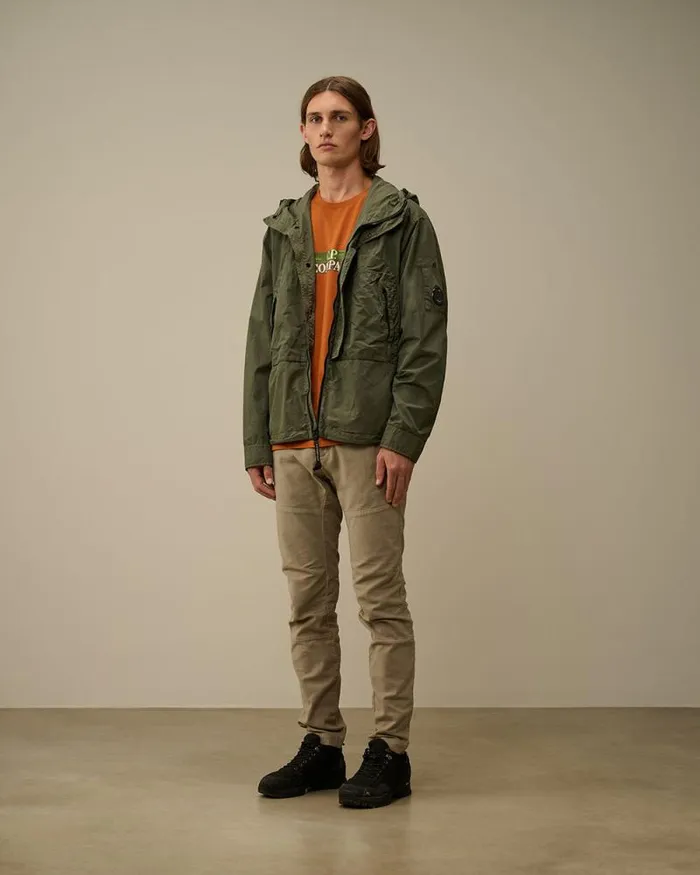 CP Company Overshirt Flatt Nylon Hooded Overshirt Grape Leaf Green 8211 Man