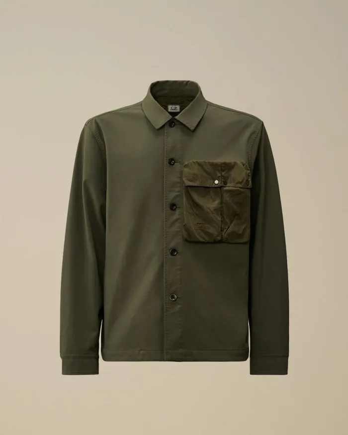 CP Company Overshirt GD Shell Mixed Buttoned Overshirt Grape Leaf Green 8211 Man CP Company Overshirt GD Shell Mixed Buttoned Overshirt Grape Leaf Green 8211 Man
