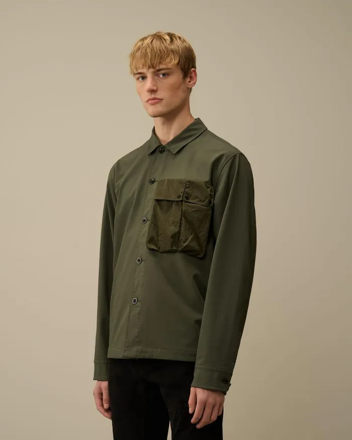 CP Company Overshirt GD Shell Mixed Buttoned Overshirt Grape Leaf Green 8211 Man
