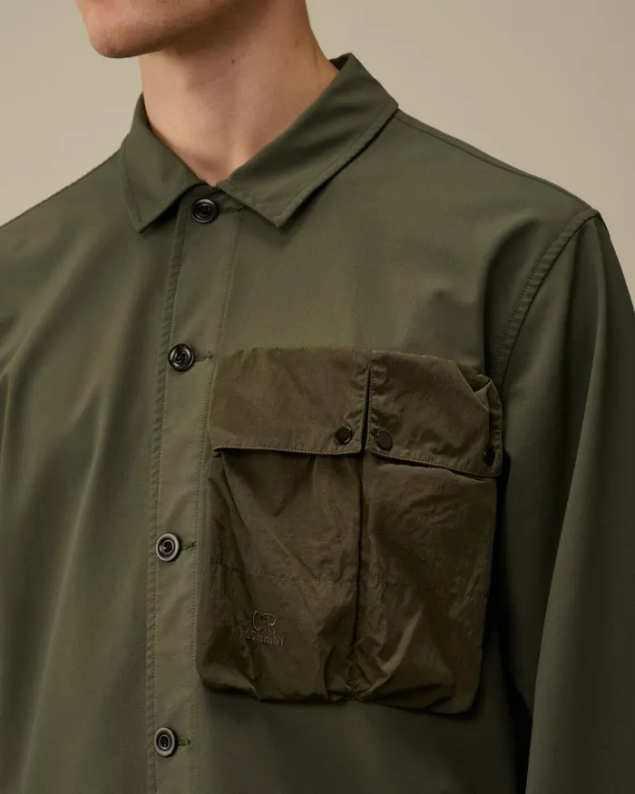 CP Company Overshirt GD Shell Mixed Buttoned Overshirt Grape Leaf Green 8211 Man