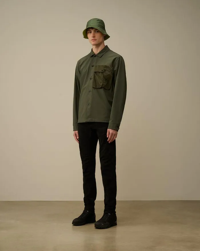 CP Company Overshirt GD Shell Mixed Buttoned Overshirt Grape Leaf Green 8211 Man