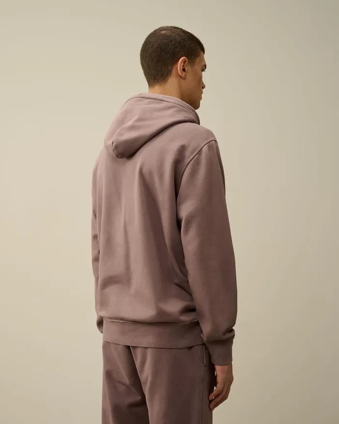 CP Company Sweatshirts Brushed And Emerized Diagonal Fleece Logo Hooded Sweatshirt Purple Dove 8211 Man